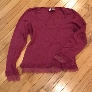 MOTH - Pink Sweater with Fringe Detail